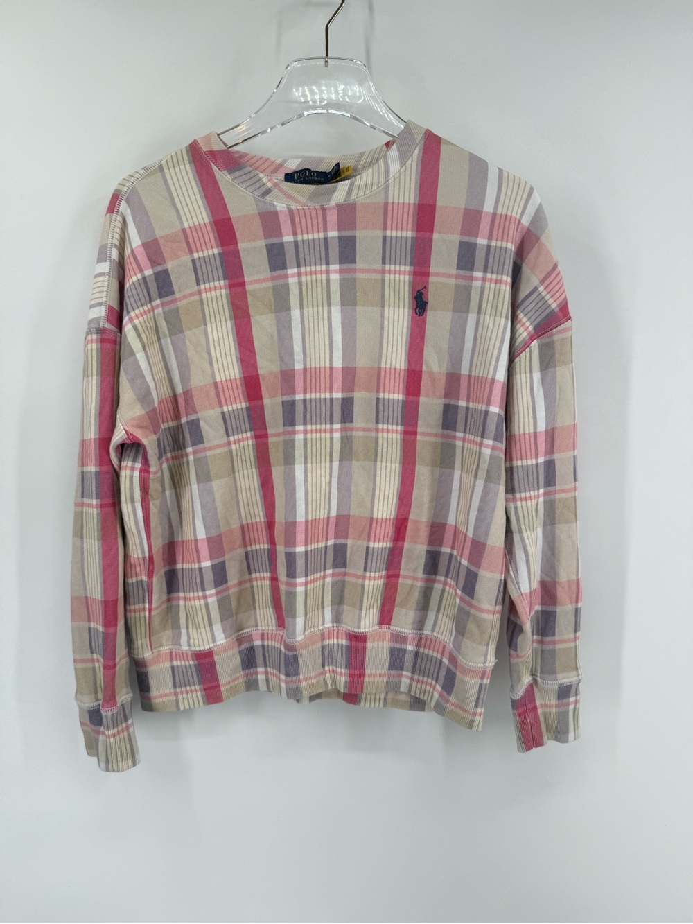 POLO by Ralph Lauren women’s madras plaid pattern sweat shirt size medium
